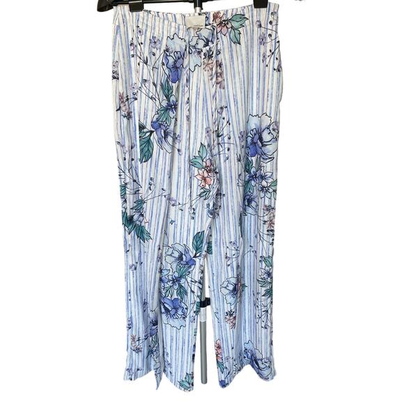Anthropologie Greylin Wide Leg Pants Lined Stripes Floral Style KP5523A Size Med - Picture 1 of 15